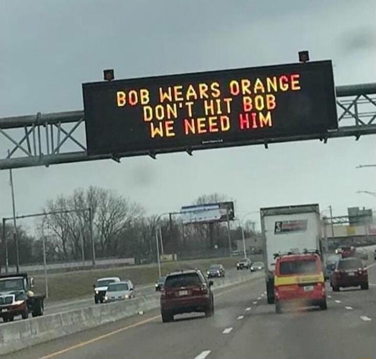 BOB WEARS ORANGE DON'T HIT BOB WE NEED HIM