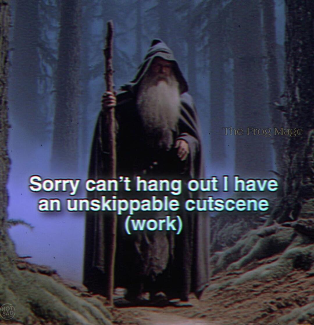 Sorry can't hang out I have an unskippable cutscene (work)