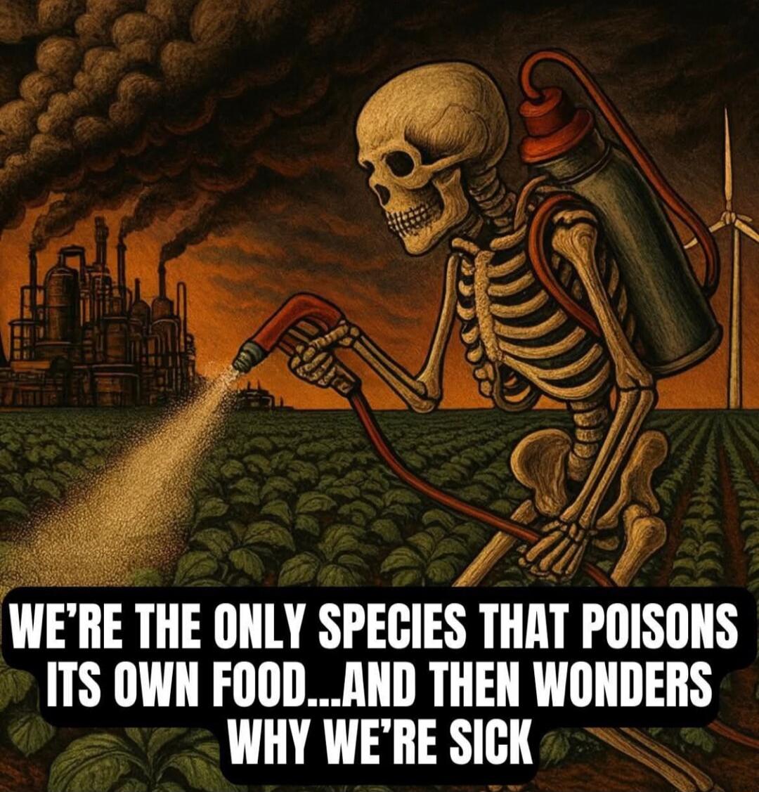 WE'RE THE ONLY SPECIES THAT POISONS ITS OWN FOOD...AND THEN WONDERS WHY WE'RE SICK