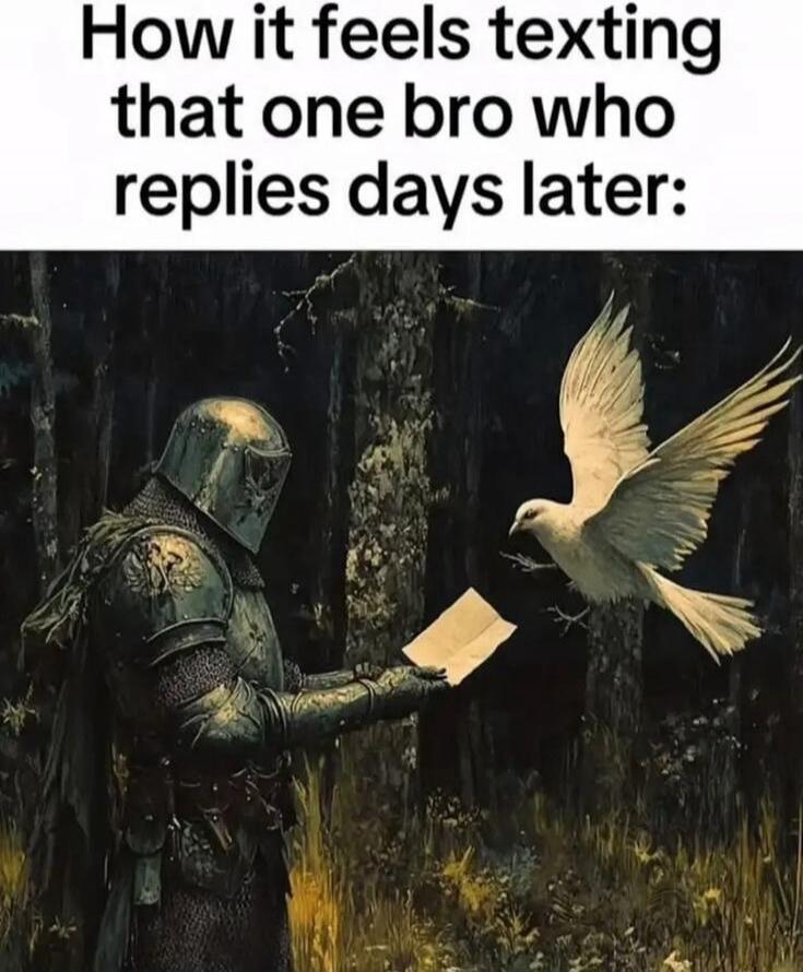 How it feels texting that one bro who replies days later: