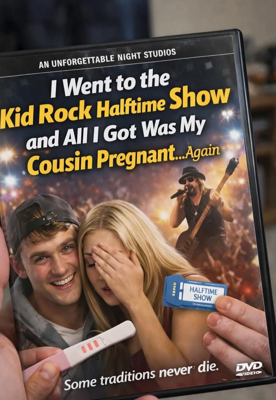 AN UNFORGETTABLE NIGHT STUDIOS I Went to the Kid Rock Halftime Show and All I Got Was My Cousin Pregnant... Again Some traditions never die. 