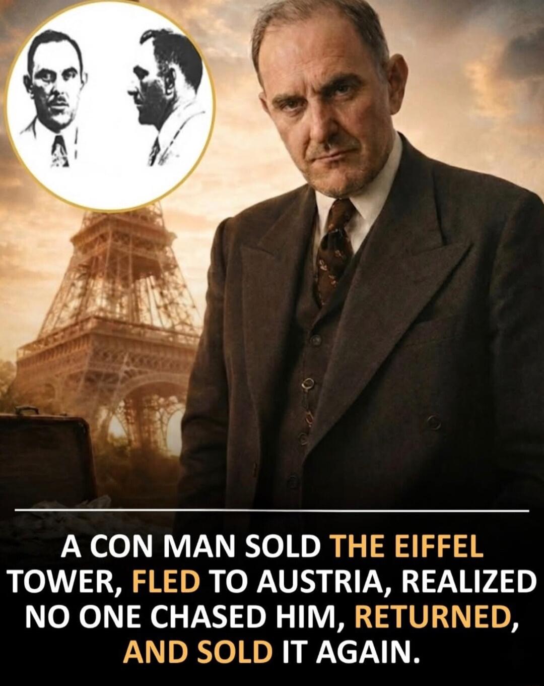 A CON MAN SOLD THE EIFFEL TOWER, FLED TO AUSTRIA, REALIZED NO ONE CHASED HIM, RETURNED, AND SOLD IT AGAIN.