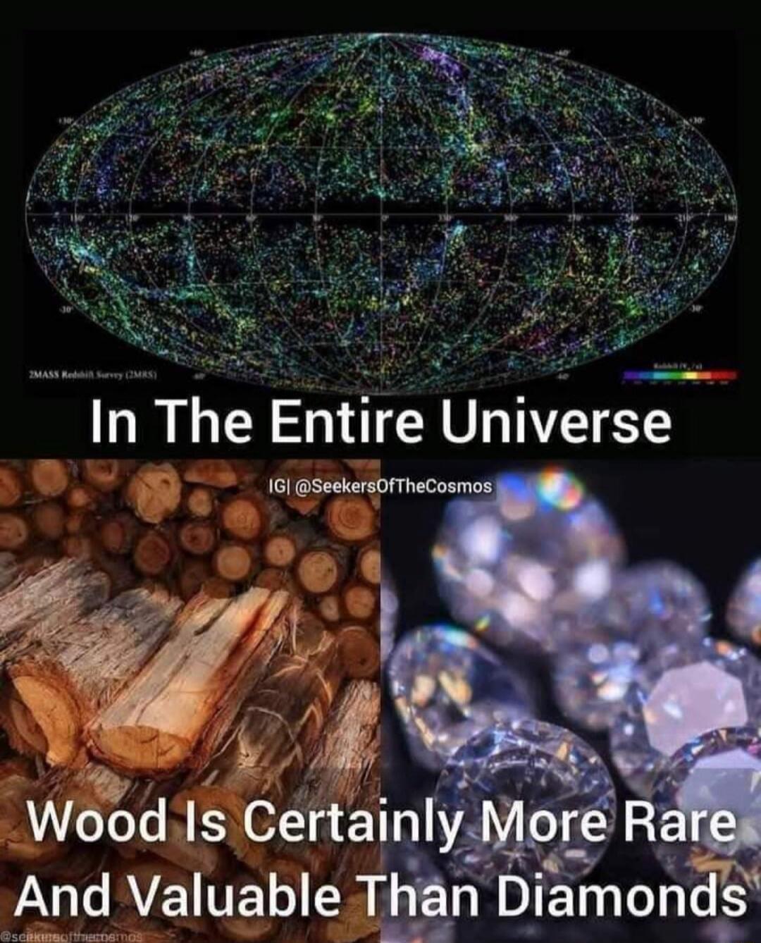 In The Entire Universe
Wood Is Certainly More Rare And Valuable Than Diamonds