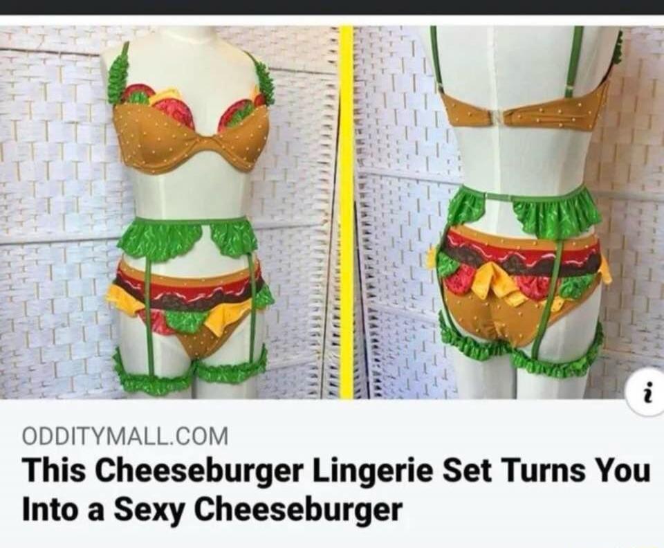 ODDITYMALL.COM This Cheeseburger Lingerie Set Turns You Into a Sexy Cheeseburger