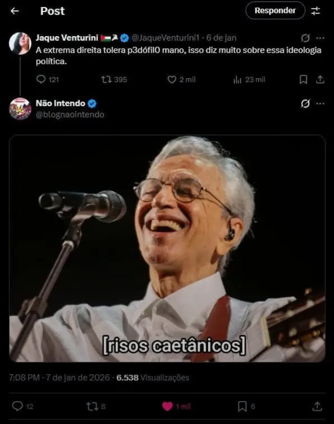 A extrema direita tolere p3od0fil0 mano, isso diz muito sobre essa ideologia politica. [rísos caetânicos]
