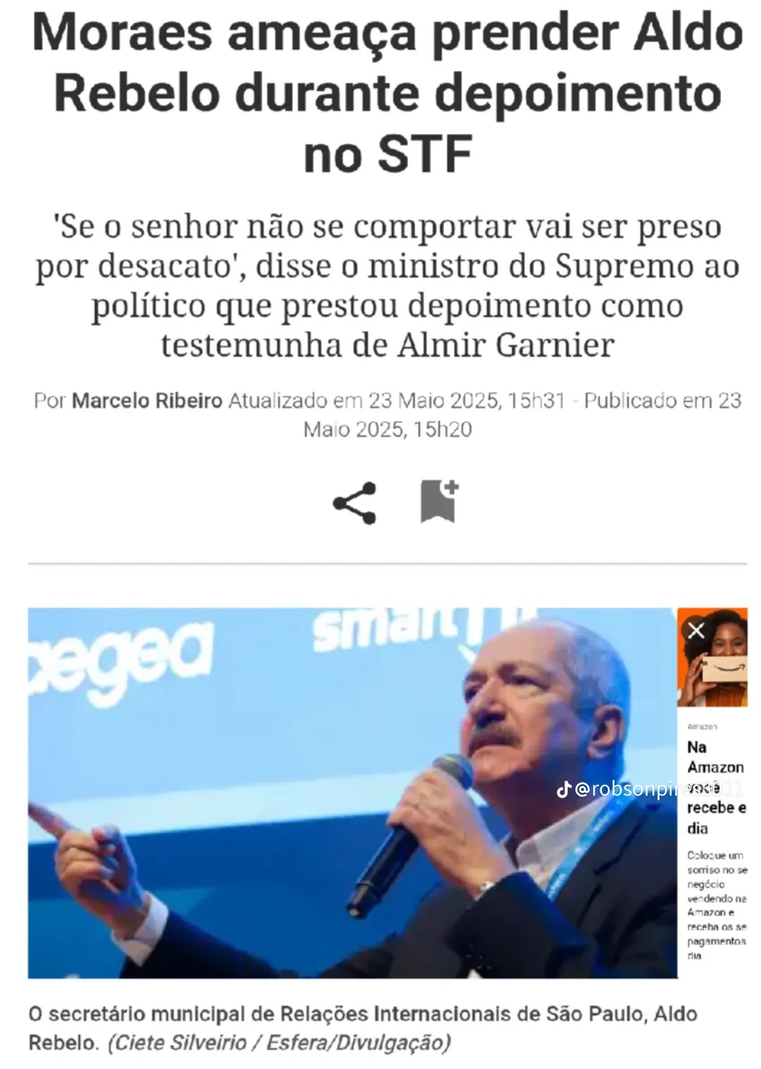 Moraes ameaça prender Aldo Rebelo durante depoimento no STF
'Se o senhor não se comportar vai ser preso por desacato', disse o ministro do Supremo ao político que prestou depoimento como testemunha de Almir Garnier