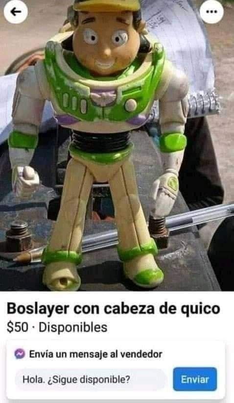 Boslayer con cabeza de quico
$50 · Disponibles

Envia un mensaje al vendedor
Hola. ¿Sigue disponible?