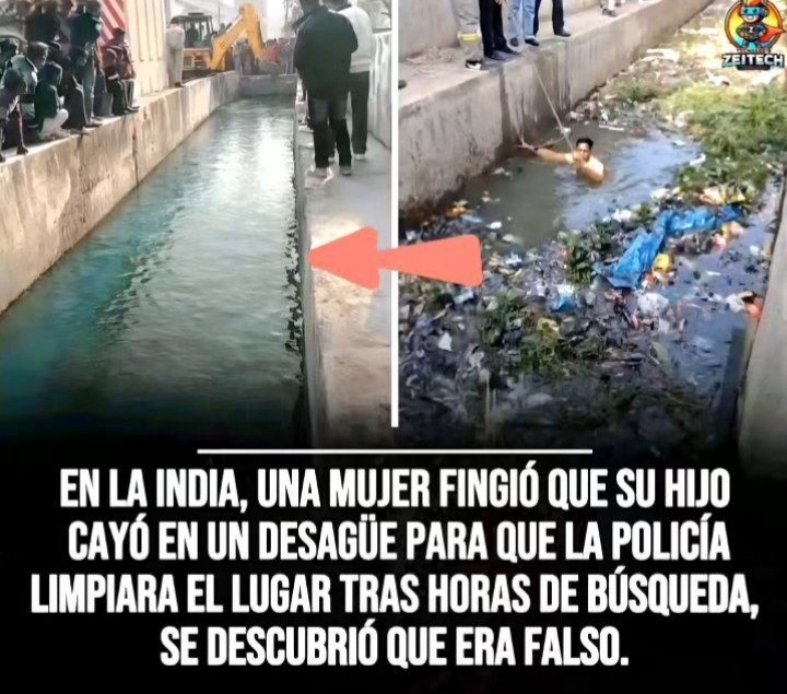 EN LA INDIA, UNA MUJER FINGIÓ QUE SU HIJO CAYÓ EN UN DESAGÜE PARA QUE LA POLICÍA LIMPIARA EL LUGAR TRAS HORAS DE BÚSQUEDA, SE DESCUBRIÓ QUE ERA FALSO.