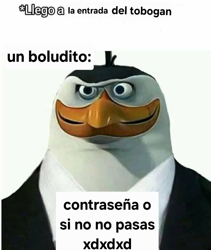 *Llego a la entrada del tobogan

un boludito:
contraseña o si no no pasas xdxdx