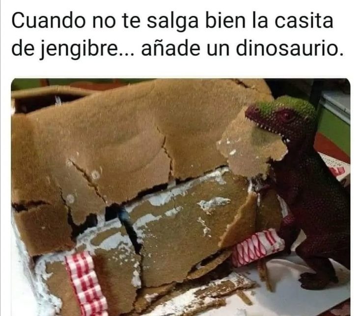 Cuando no te salga bien la casita de jengibre... añade un dinosaurio.