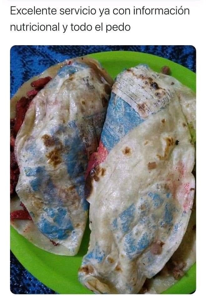 Excelente servicio va con información nutricional y todo el pedo