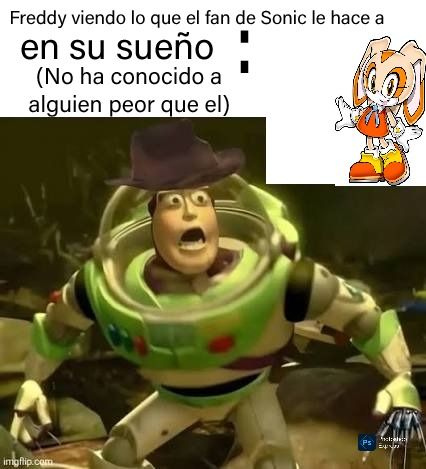Freddy viendo lo que el fan de Sonic le hace a en su sueño (No ha conocido a alguien peor que el)