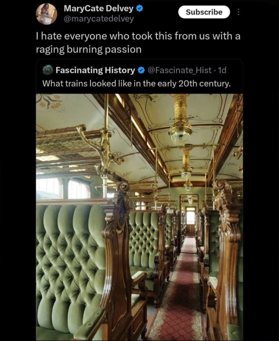 I hate everyone who took this from us with a raging burning passion
Fascinating History @Fascinate_Hist: What trains looked like in the early 20th century.