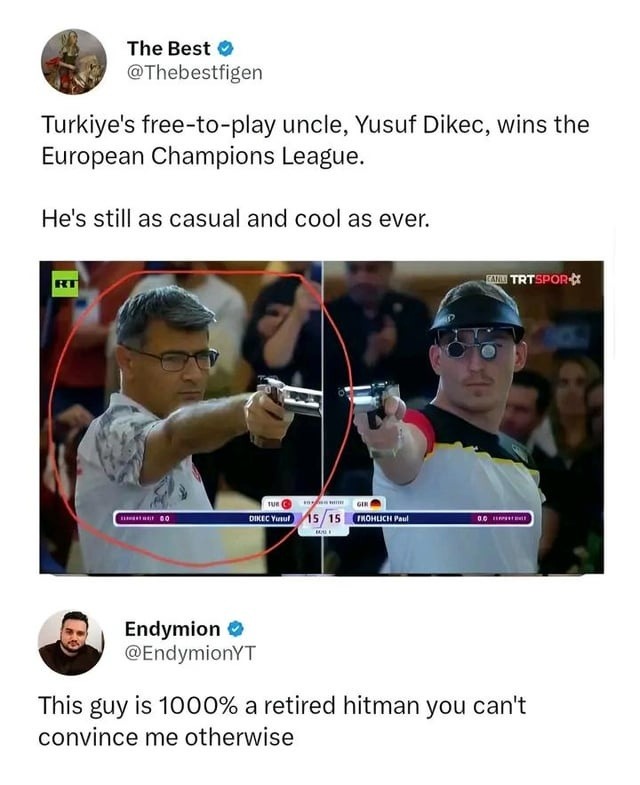 Turkey's free-to-play uncle, [NAME REDACTED], wins the European Champions League. He's still as casual and cool as ever. This guy is 1000% a retired hitman you can't convince me otherwise