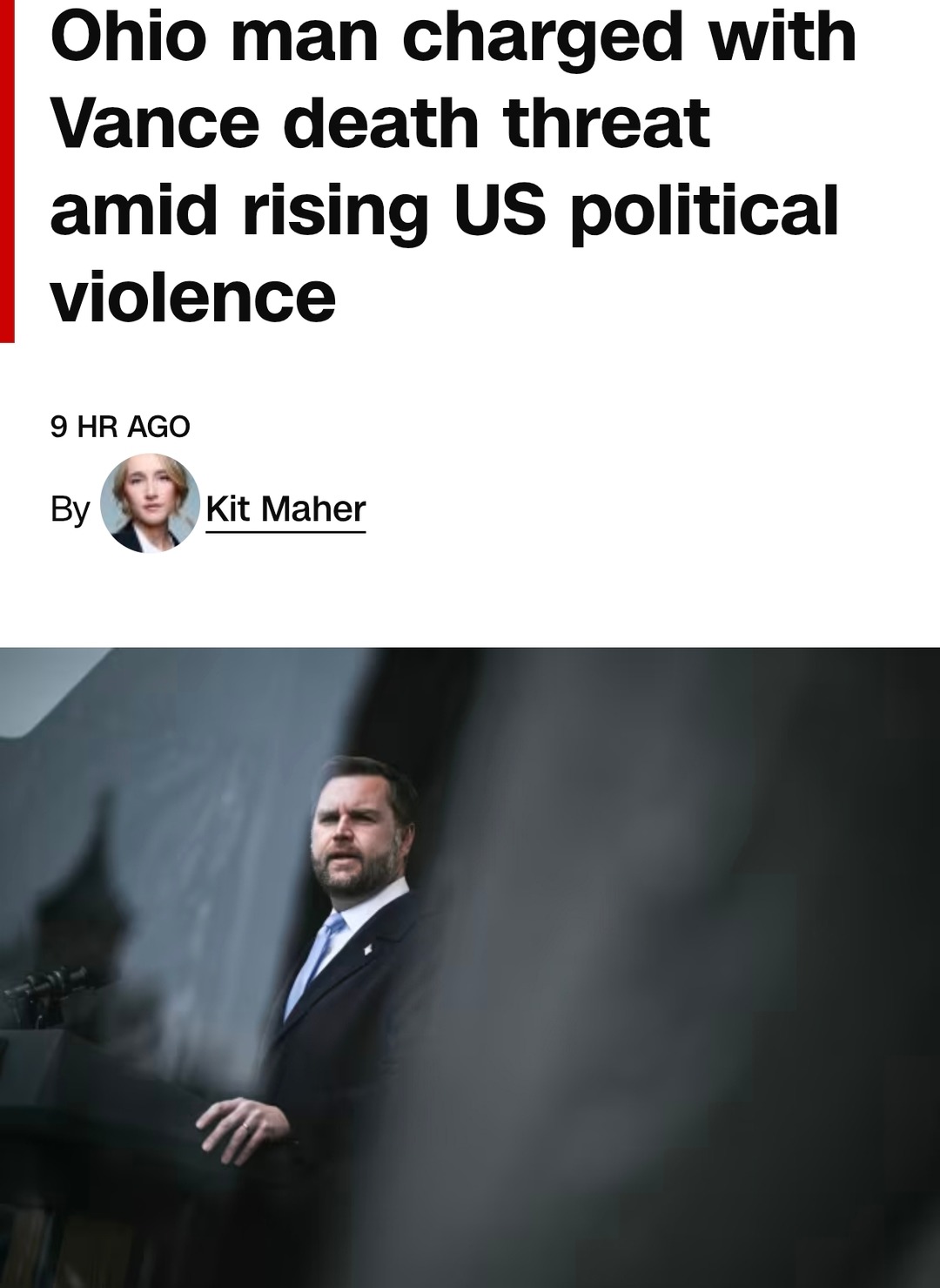 Ohio man charged with Vance death threat amid rising US political violence

9 HR AGO
By Kit Maher