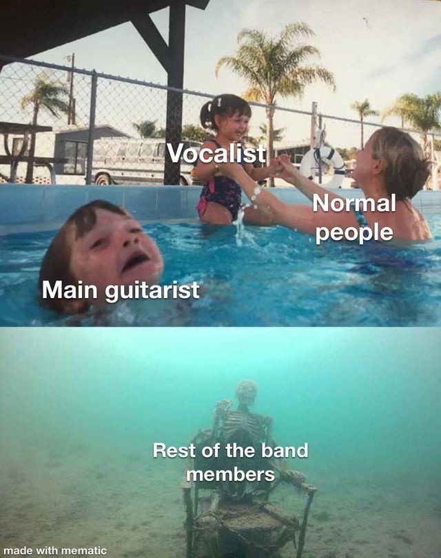 Vocalist
Normal people
Main guitarist
Rest of the band members