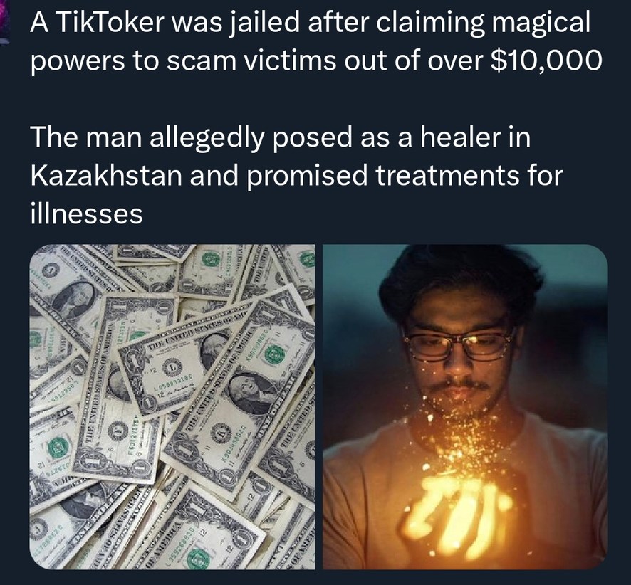 A TikToker was jailed after claiming magical powers to scam victims out of over $10,000

The man allegedly posed as a healer in Kazakhstan and promised treatments for illnesses