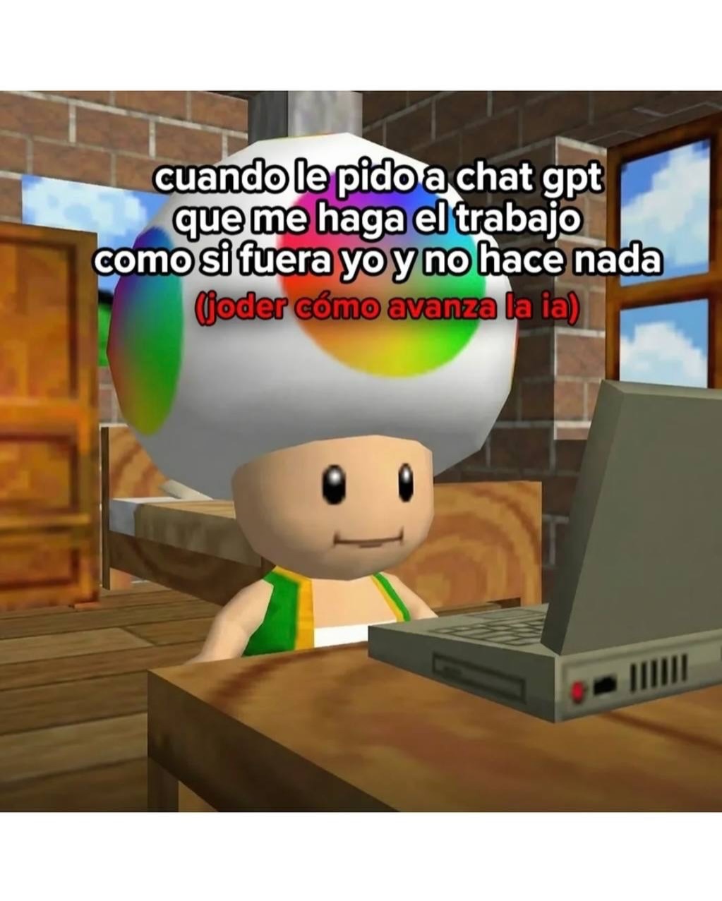 cuando le pido a chat gpt que me haga el trabajo como si fuera yo y no hace nada (joder cómo avanza la ia)