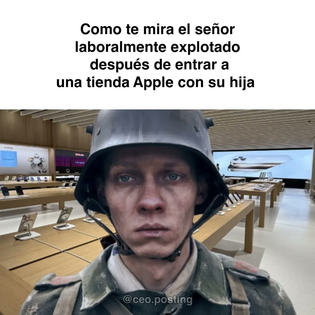 Como te mira el señor laboralmente explotado después de entrar a una tienda Apple con su hija