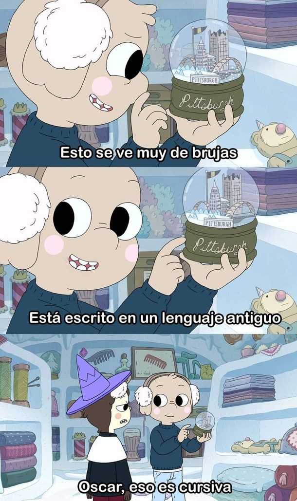 Esto se ve muy de brujas
Está escrito en un lenguaje antiguo
O sea, eso es cursiva