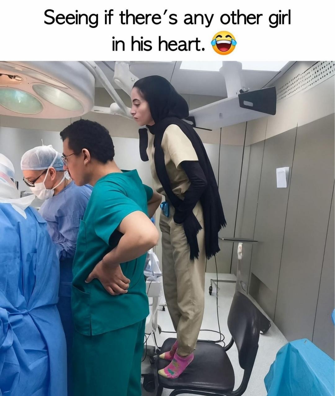 Seeing if there’s any other girl in his heart. 😂