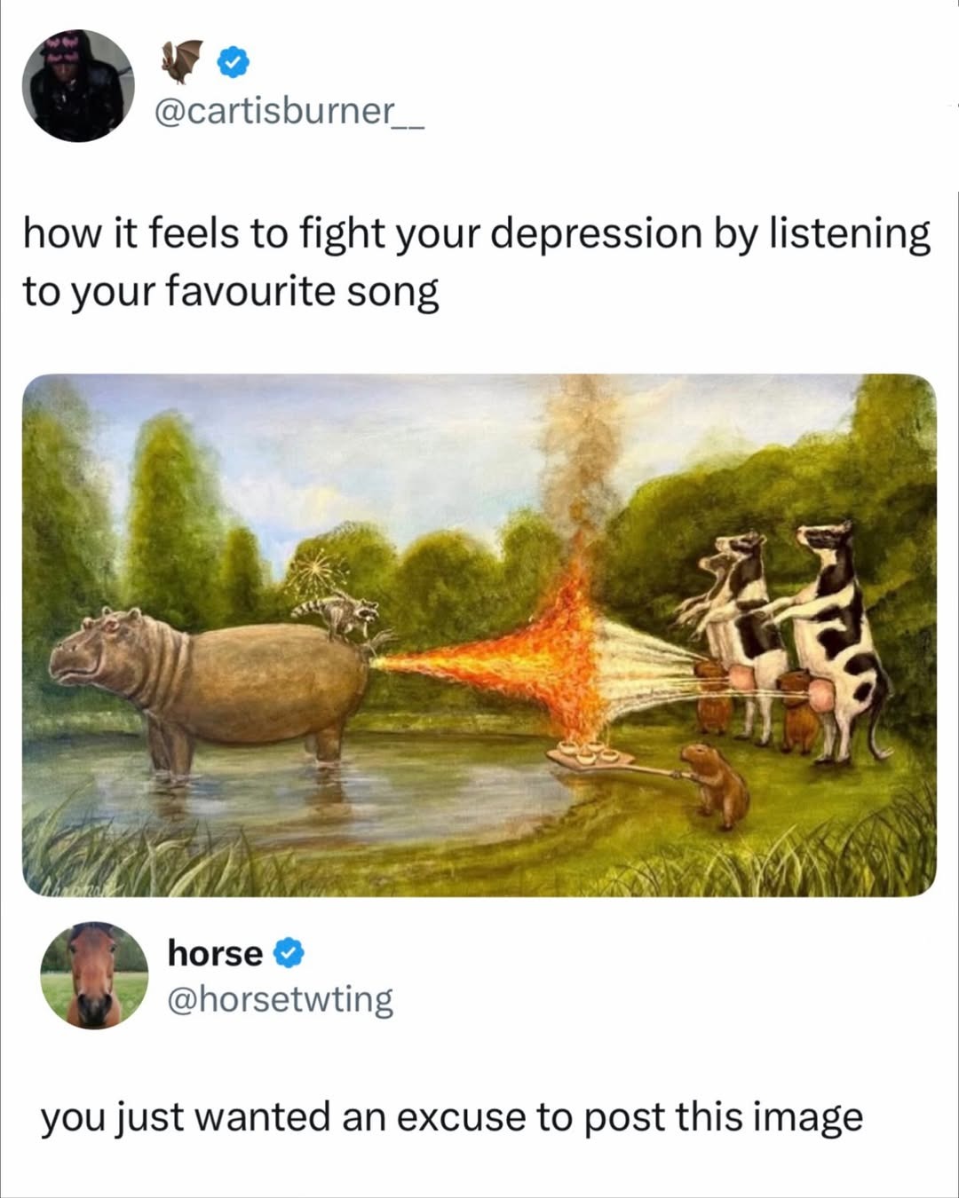 how it feels to fight your depression by listening to your favourite song
you just wanted an excuse to post this image