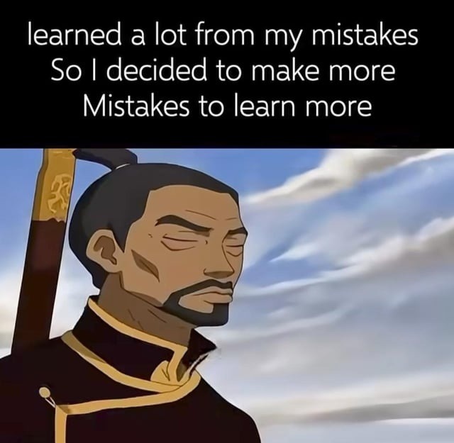 learned a lot from my mistakes So I decided to make more Mistakes to learn more