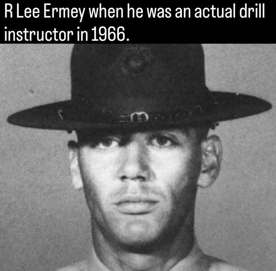 R Lee Ermey when he was an actual drill instructor in 1966.