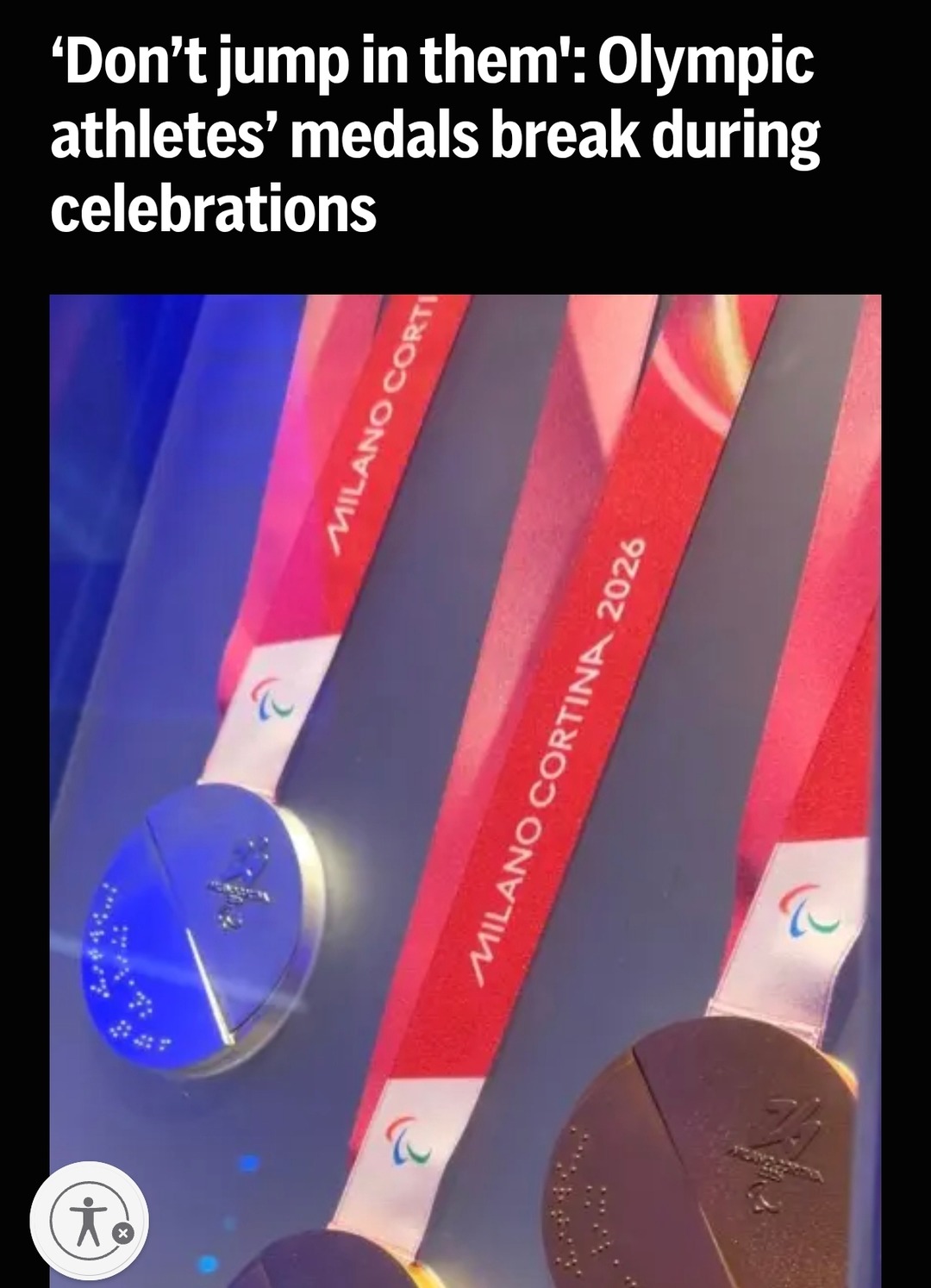 'Don’t jump in them': Olympic athletes’ medals break during celebrations