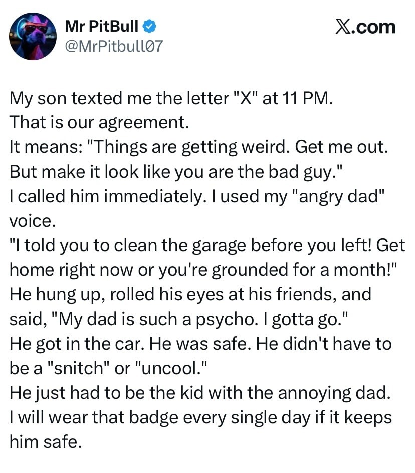 My son texted me the letter 