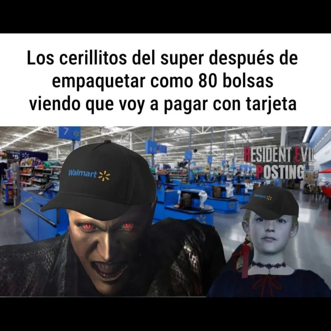 Los cerillitos del super después de empaquetar como 80 bolsas viendo que voy a pagar con tarjeta