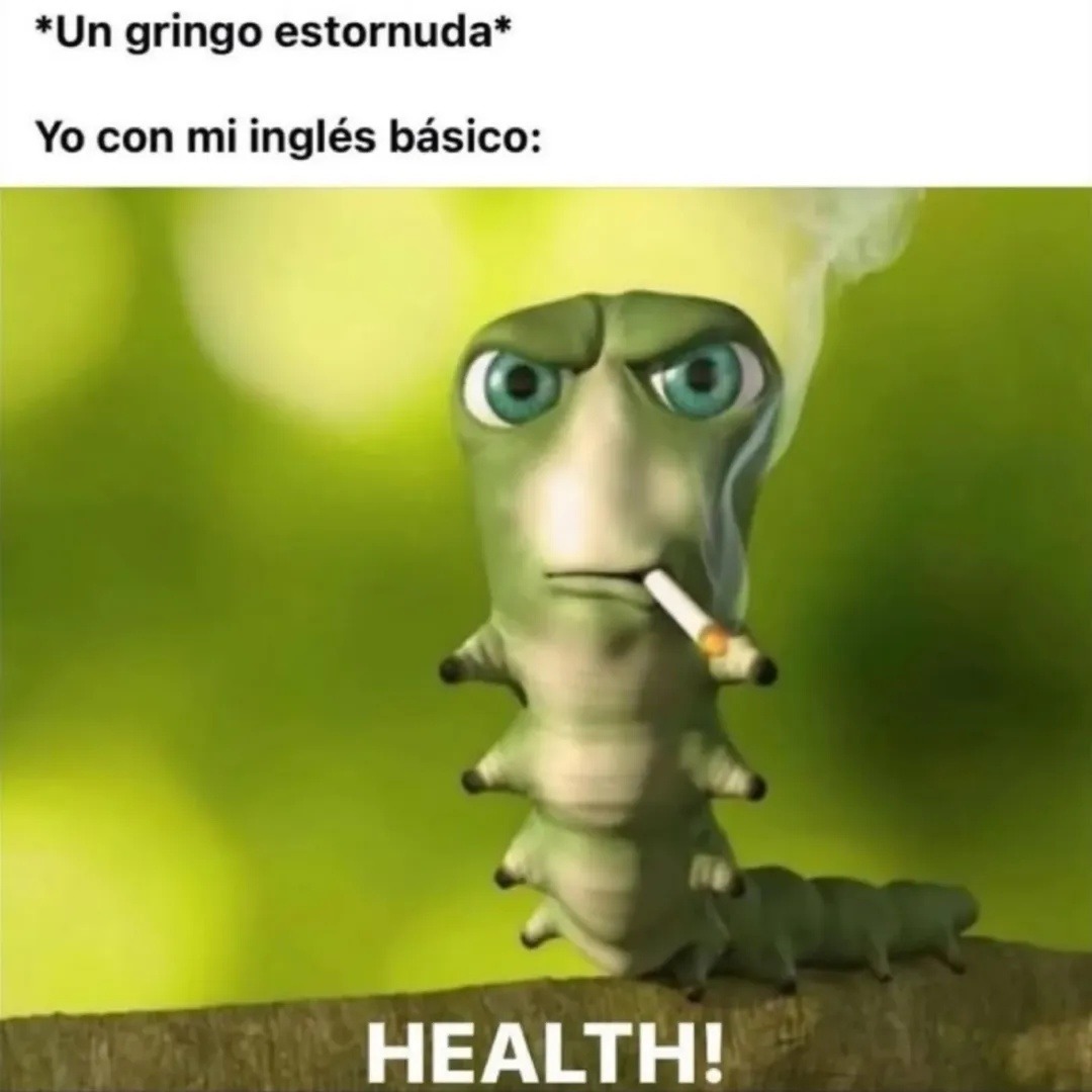 *Un gringo estornuda* Yo con mi inglés básico: HEALTH!