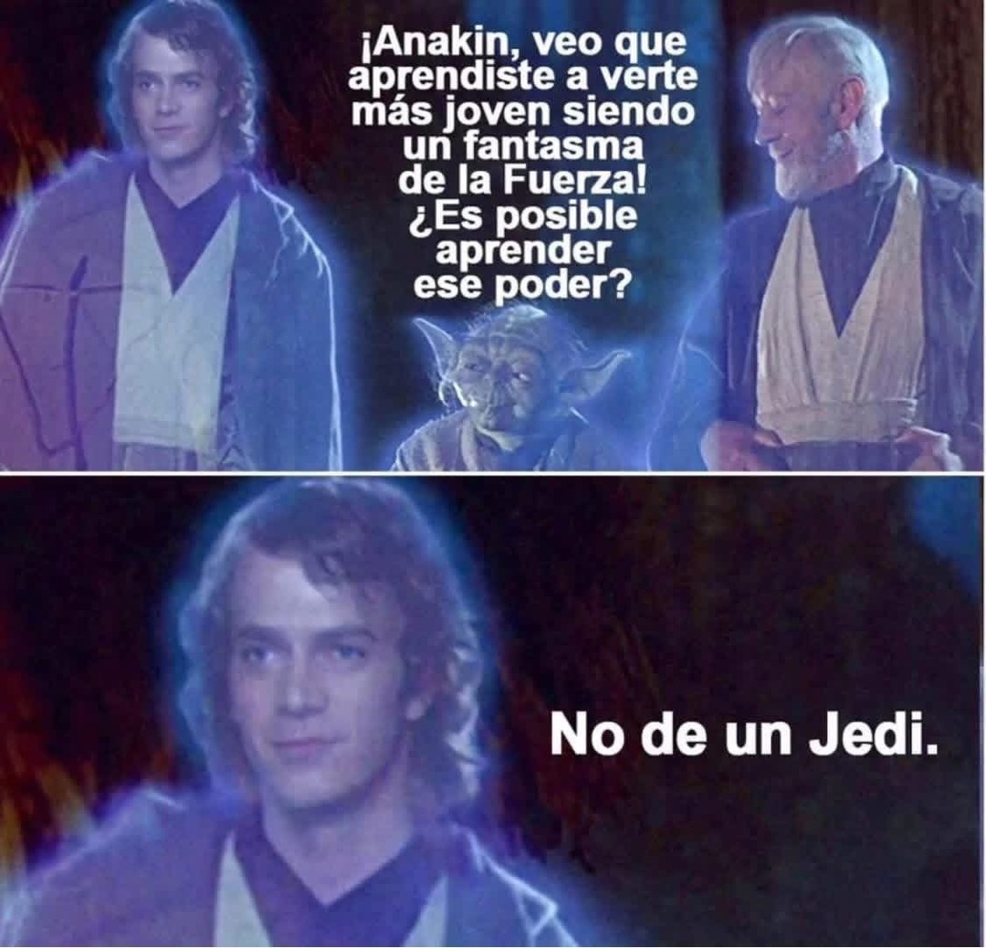 ¡Anakin, veo que aprendiste a verte más joven siendo un fantasma de la Fuerza! ¿Es posible aprender ese poder?

No de un Jedi.

No de un Jedi.