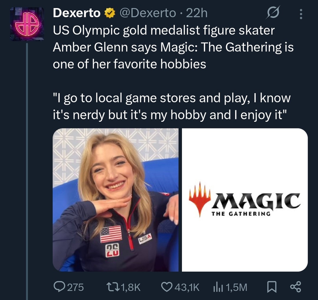 US Olympic gold medalist figure skater Amber Glenn says Magic: The Gathering is one of her favorite hobbies 'I go to local game stores and play, I know it's nerdy but it's my hobby and I enjoy it'