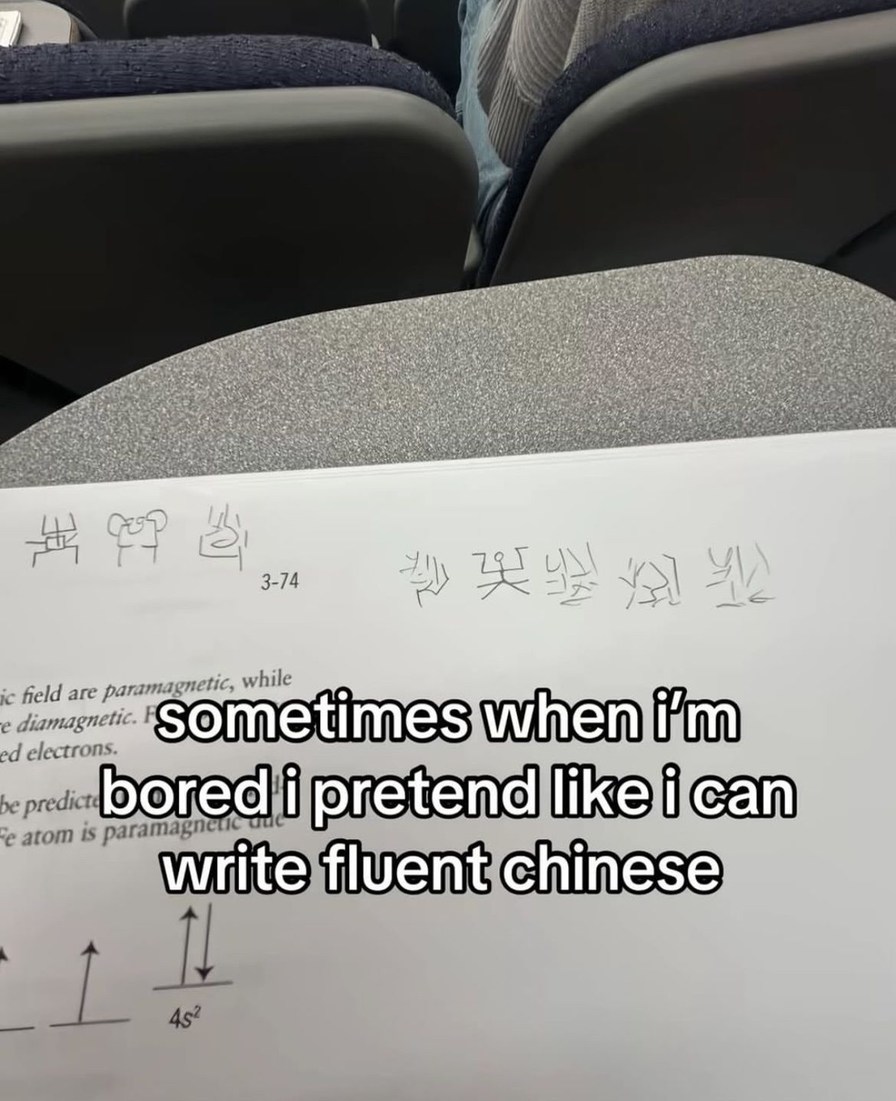 sometimes when i’m bored i pretend like i can write fluent chinese