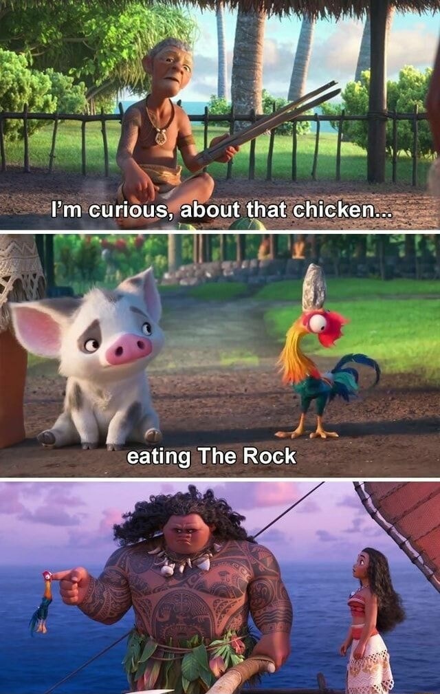 I'm curious, about that chicken...
eating The Rock