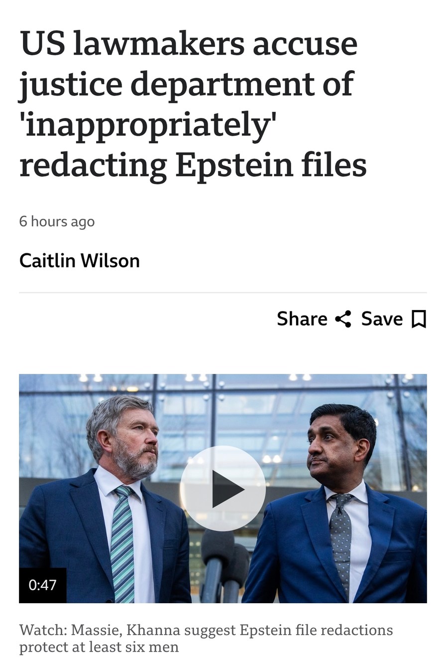 US lawmakers accuse justice department of 'inappropriately' redacting Epstein files

6 hours ago
Caitlin Wilson

Watch: Massie, Khanna suggest Epstein file redactions protect at least six men