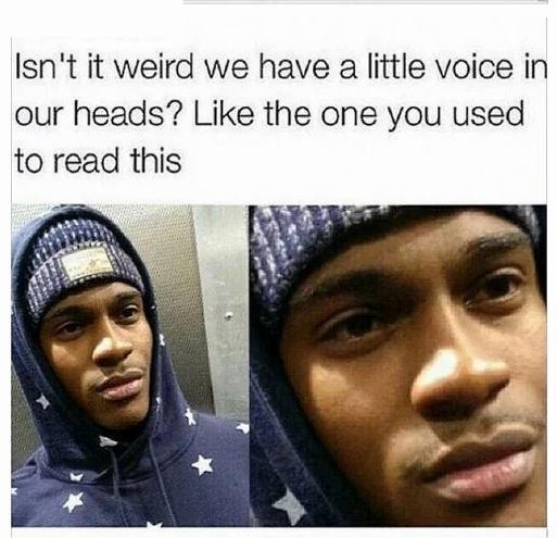Isn't it weird we have a little voice in our heads? Like the one you used to read this