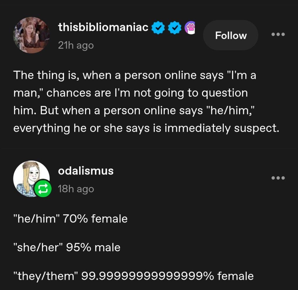 The thing is, when a person online says 