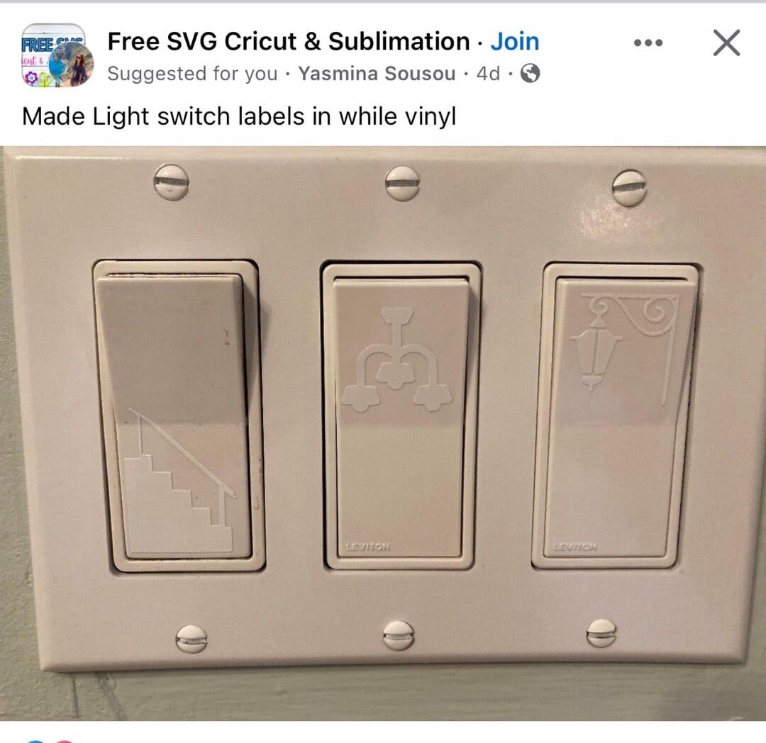Free SVG Cricut & Sublimation • Join
Made Light switch labels in while vinyl