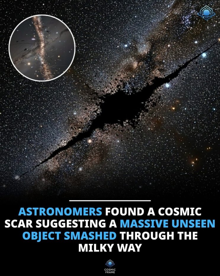 ASTRONOMERS FOUND A COSMIC SCAR SUGGESTING A MASSIVE UNSEEN OBJECT SMASHED THROUGH THE MILKY WAY