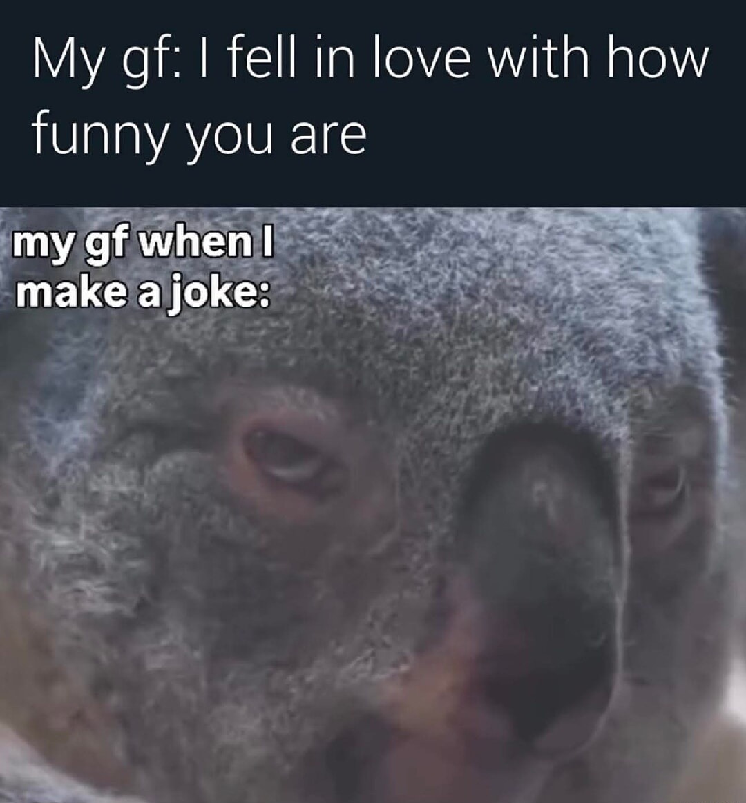My gf: I fell in love with how funny you are
my gf when I make a joke: