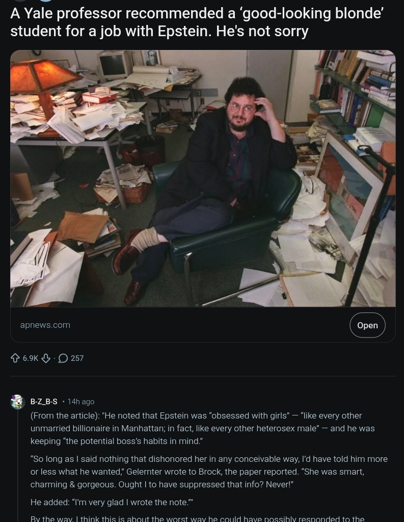 A Yale professor recommended a 'good-looking blonde' student for a job with Epstein. He's not sorry