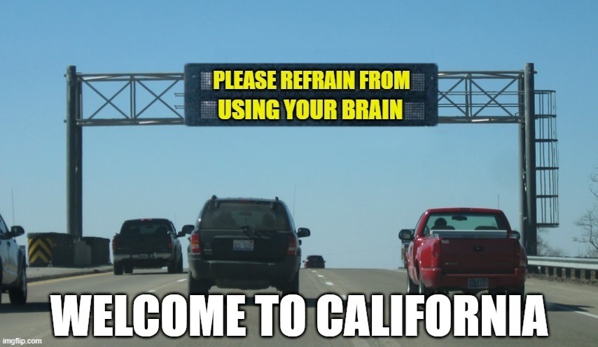 PLEASE REFRAIN FROM USING YOUR BRAIN
WELCOME TO CALIFORNIA