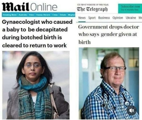 Gynaecologist who caused a baby to be decapitated during botched birth is cleared to return to work
Government drops doctor who says gender given at birth