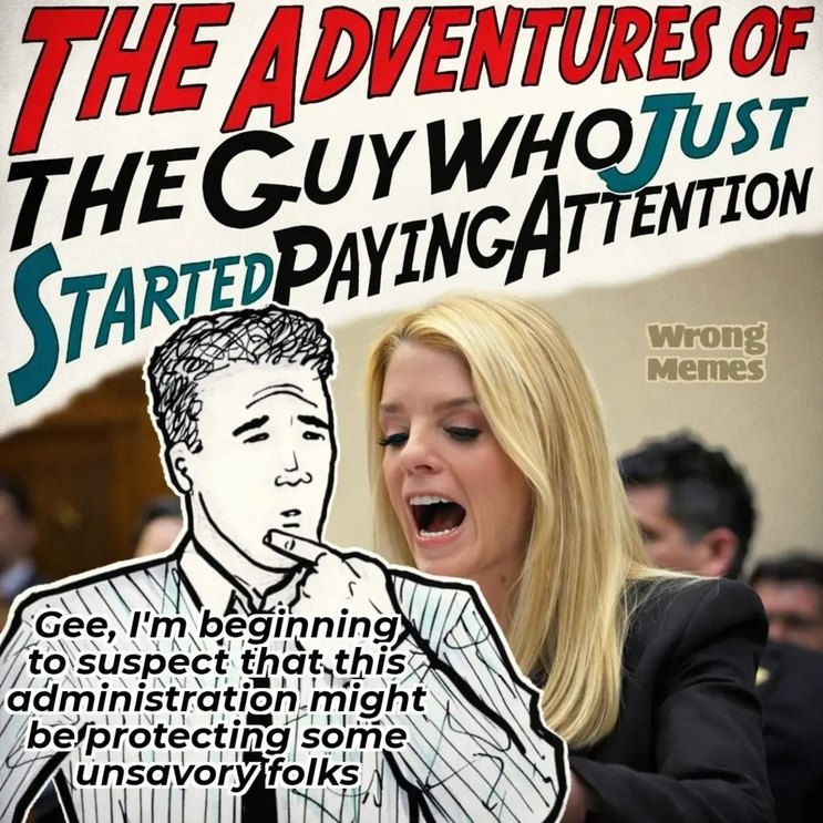 THE ADVENTURES OF THE GUY WHO JUST STARTED PAYING ATTENTION
Gee, I'm beginning to suspect that this administration might be protecting some unsavory folks
Wrong Memes