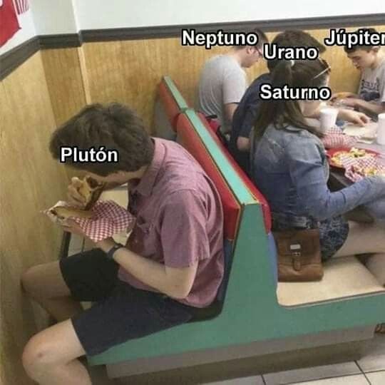 Plutón, Neptuno, Urano, Saturno, Júpiter