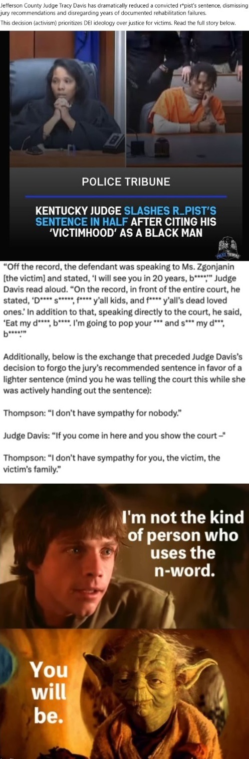 Jefferson County Judge Tracy Davis has dramatically reduced a convicted 'prist's' sentence, dismissing jury recommendations and disregarding years of documented rehabilitation failures. This decision (activism) prioritizes DEI ideology over justice for victims. Read the full story below. POLICE TRIBUNE KENTUCKY JUDGE SLASHES R. PIST'S SENTENCE IN H