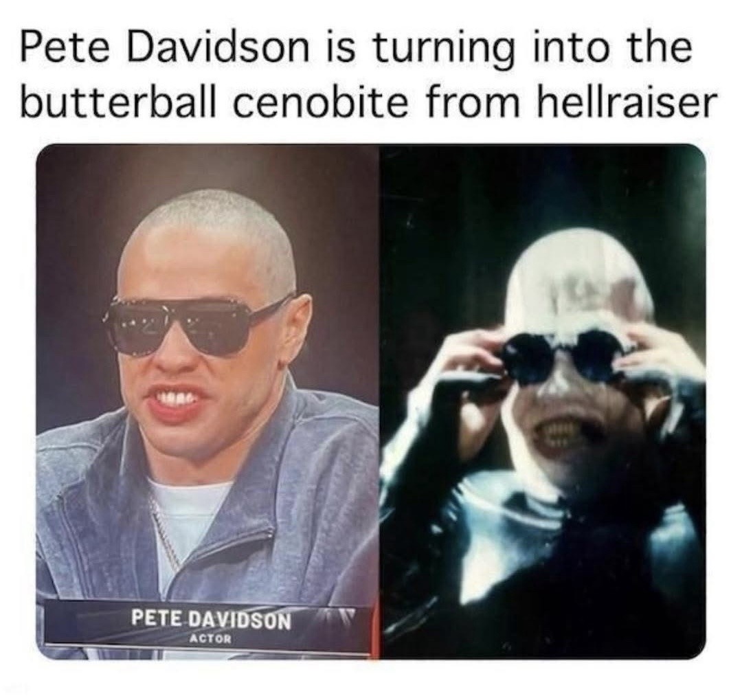 Pete Davidson is turning into the butterball cenobite from hellraiser