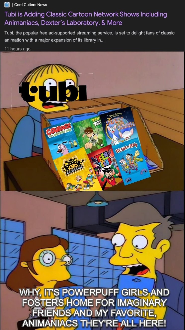 Tubi is Adding Classic Cartoon Network Shows Including Animaniacs, Dexter's Laboratory, & More
WHY, IT'S POWERPUFF GIRLS AND FOSTERS HOME FOR IMAGINARY FRIENDS AND MY FAVORITE, ANIMANIACS THEY'RE ALL HERE!